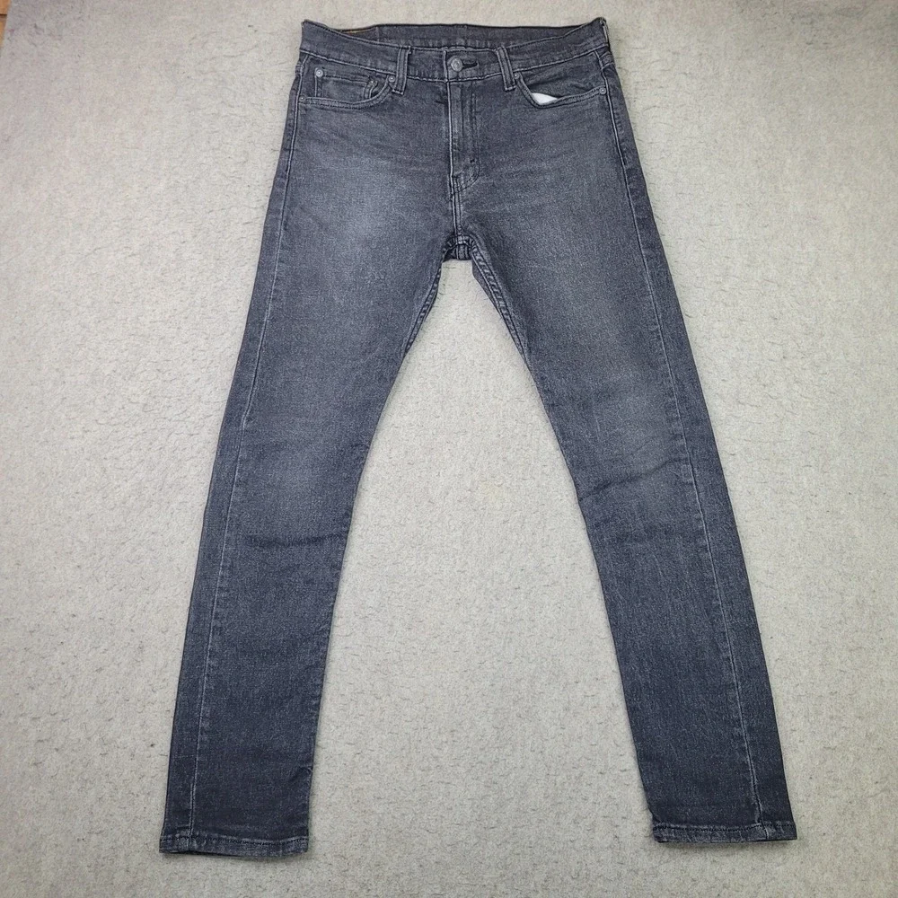 Levi's 510 SKINNY Jeans Men's 33X32 Black Faded‎ Stretch Denim Low in Waist